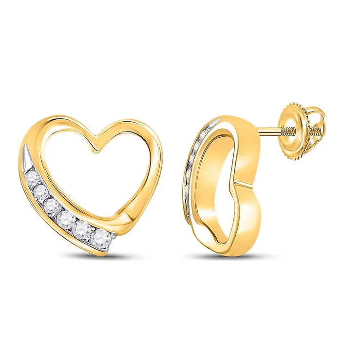 gndatlanta 10k Yellow Gold Round Diamond Heart Earrings 110 Cttw Earrings gndatlanta 10k Yellow Gold Round Diamond Heart Earrings 110 Cttw Earrings