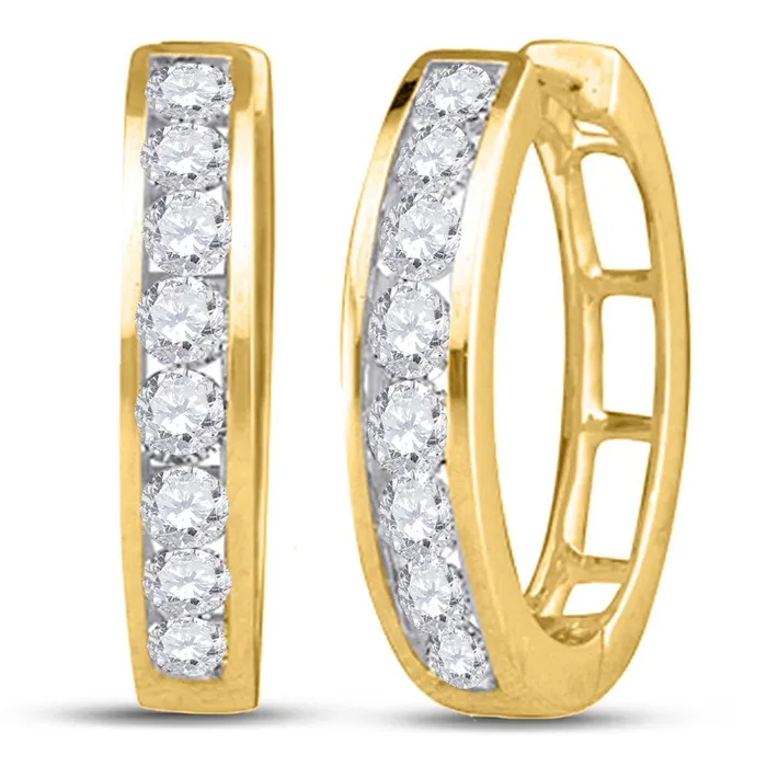 gndatlanta 10k Yellow Gold Round Diamond Hoop Earrings 12 Cttw Earrings gndatlanta 10k Yellow Gold Round Diamond Hoop Earrings 12 Cttw Earrings