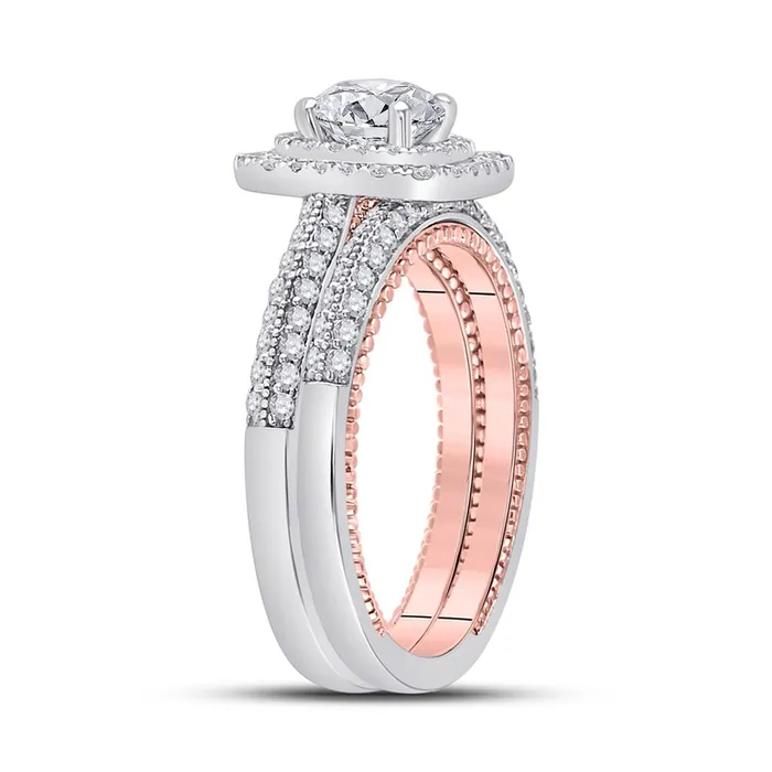 gndatlanta 14k Twotone Gold Round Diamond Bridal Wedding Ring Set 178 Cttw Certified Rings
