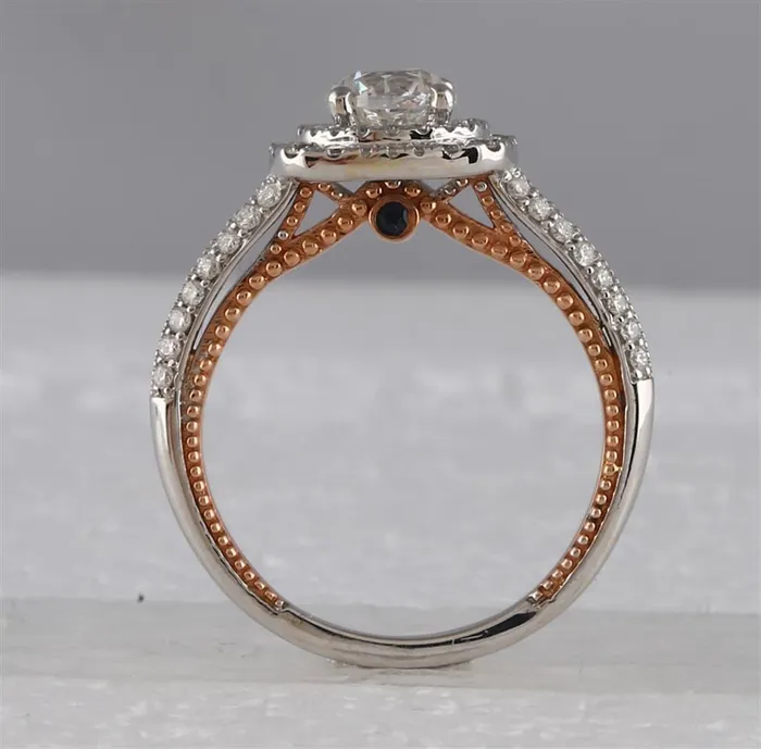 gndatlanta 14k Twotone Gold Round Diamond Bridal Wedding Ring Set 178 Cttw Certified Rings