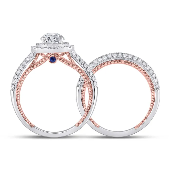 gndatlanta 14k Twotone Gold Round Diamond Bridal Wedding Ring Set 178 Cttw Certified Rings
