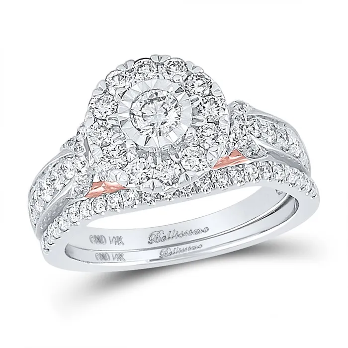 gndatlanta 14k Twotone Gold Round Diamond Bridal Wedding Ring Set 1 Cttw Certified Rings gndatlanta 14k Twotone Gold Round Diamond Bridal Wedding Ring Set 1 Cttw Certified Rings