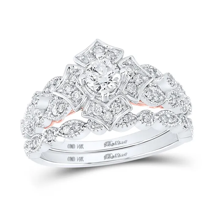 gndatlanta 14k Twotone Gold Round Diamond Bridal Wedding Ring Set 34 Ctw Certified Rings gndatlanta 14k Twotone Gold Round Diamond Bridal Wedding Ring Set 34 Ctw Certified Rings