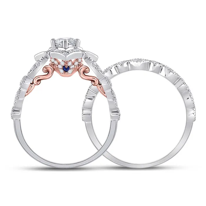 gndatlanta 14k Twotone Gold Round Diamond Bridal Wedding Ring Set 34 Ctw Certified Rings