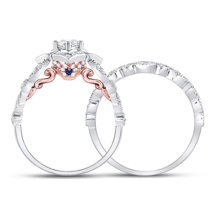 gndatlanta 14k Twotone Gold Round Diamond Bridal Wedding Ring Set 34 Ctw Certified Rings