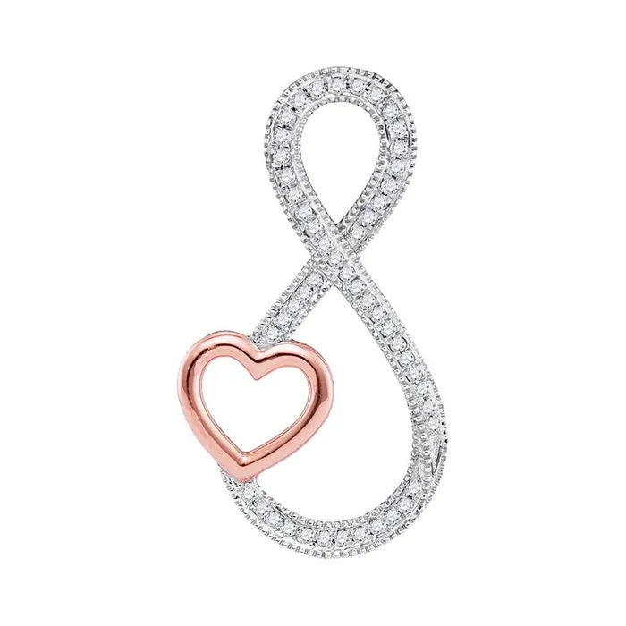 gndatlanta 14k White Gold Round Diamond Infinity Rosetone Heart Pendant 16 Cttw Necklaces gndatlanta 14k White Gold Round Diamond Infinity Rosetone Heart Pendant 16 Cttw Necklaces