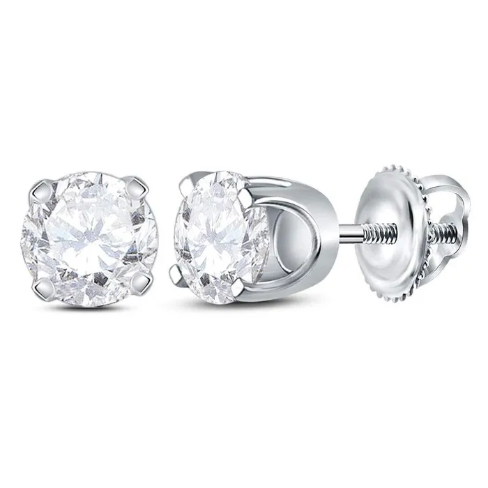 gndatlanta 14k White Gold Unisex Round Diamond Solitaire Stud Earrings 78 Cttw Certified Earrings gndatlanta 14k White Gold Unisex Round Diamond Solitaire Stud Earrings 78 Cttw Certified Earrings