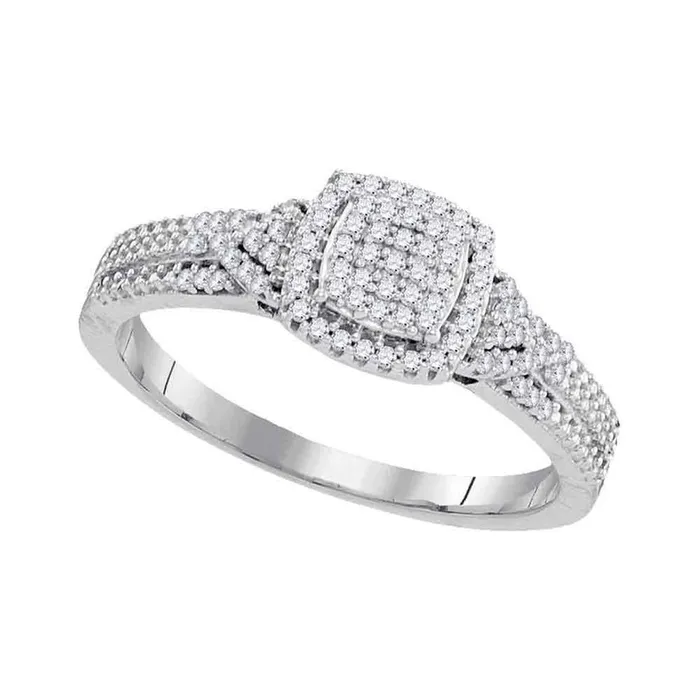 gndatlanta 14kt White Gold Round Diamond Square Cluster Ring 15 Cttw Rings gndatlanta 14kt White Gold Round Diamond Square Cluster Ring 15 Cttw Rings