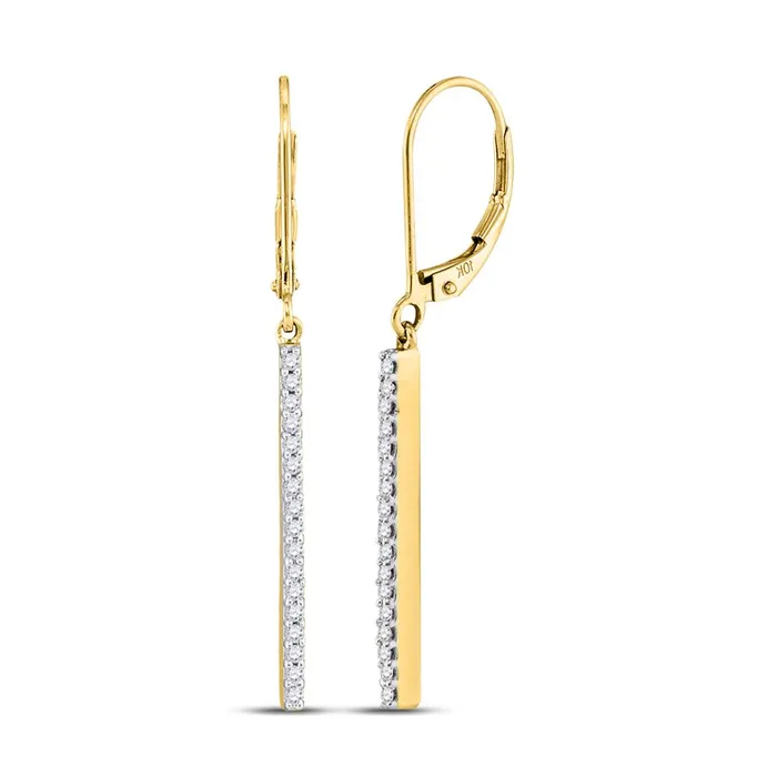 gndatlanta Earrings 10k Yellow Gold Round Diamond Stick Dangle Earrings 14 Cttw gndatlanta Earrings 10k Yellow Gold Round Diamond Stick Dangle Earrings 14 Cttw