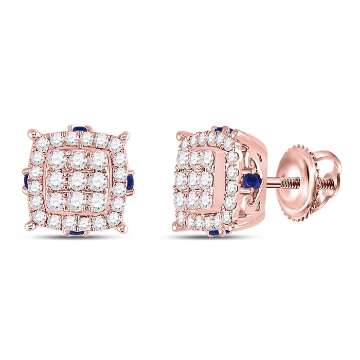 gndatlanta Earrings 14k Rose Gold Round Diamond Blue Sapphire Square Earrings 58 Cttw gndatlanta Earrings 14k Rose Gold Round Diamond Blue Sapphire Square Earrings 58 Cttw