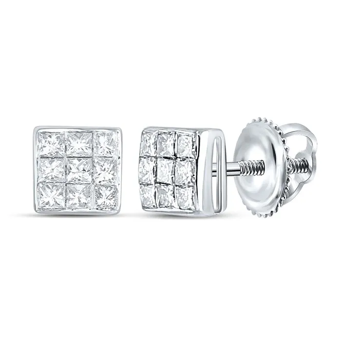 gndatlanta Earrings 14k White Gold Princess Diamond Square Earrings 14 Cttw gndatlanta Earrings 14k White Gold Princess Diamond Square Earrings 14 Cttw