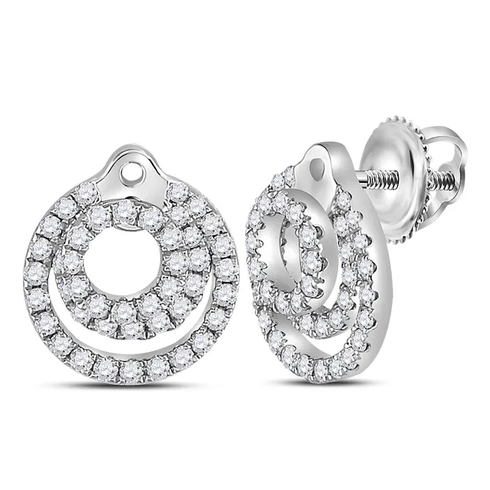gndatlanta Earrings 14k White Gold Round Diamond Circle Earrings 12 Cttw gndatlanta Earrings 14k White Gold Round Diamond Circle Earrings 12 Cttw