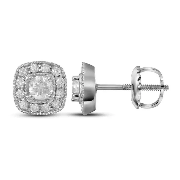 gndatlanta Earrings 14k White Gold Round Diamond Solitaire Square Frame Earrings 38 Cttw gndatlanta Earrings 14k White Gold Round Diamond Solitaire Square Frame Earrings 38 Cttw