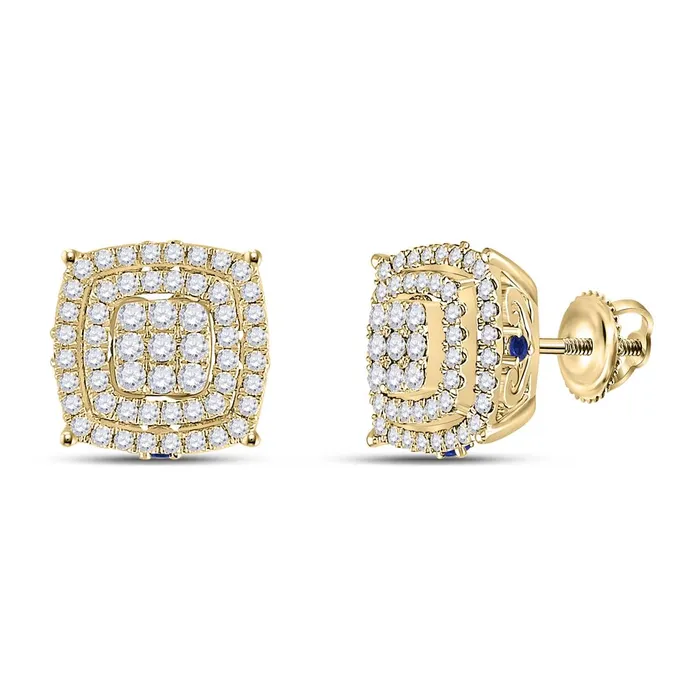 gndatlanta Earrings 14k Yellow Gold Round Diamond Blue Sapphire Square Earrings 78 Cttw gndatlanta Earrings 14k Yellow Gold Round Diamond Blue Sapphire Square Earrings 78 Cttw