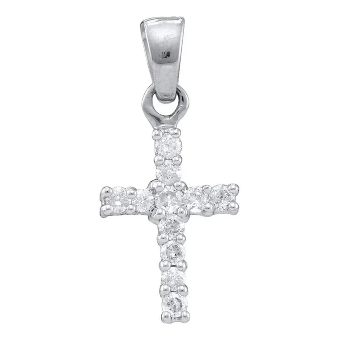 gndatlanta Necklaces 14k White Gold Round Diamond Cross Pendant 14 Cttw