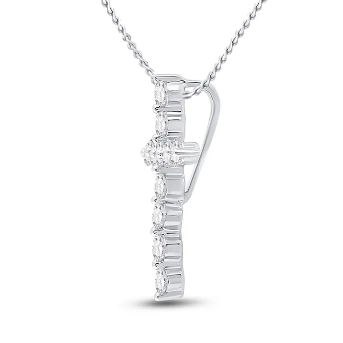 gndatlanta Necklaces 14k White Gold Round Diamond Cross Pendant 14 Cttw
