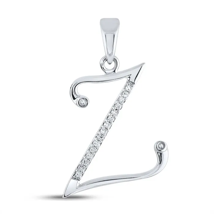 gndatlanta Necklaces 14k White Gold Round Diamond Initial Z Letter Pendant 112 Cttw gndatlanta Necklaces 14k White Gold Round Diamond Initial Z Letter Pendant 112 Cttw