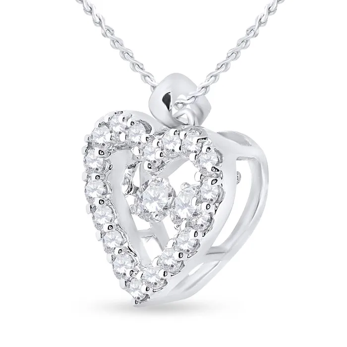 gndatlanta Necklaces 14k White Gold Round Diamond Moving Twinkle Heart Pendant 12 Cttw gndatlanta Necklaces 14k White Gold Round Diamond Moving Twinkle Heart Pendant 12 Cttw