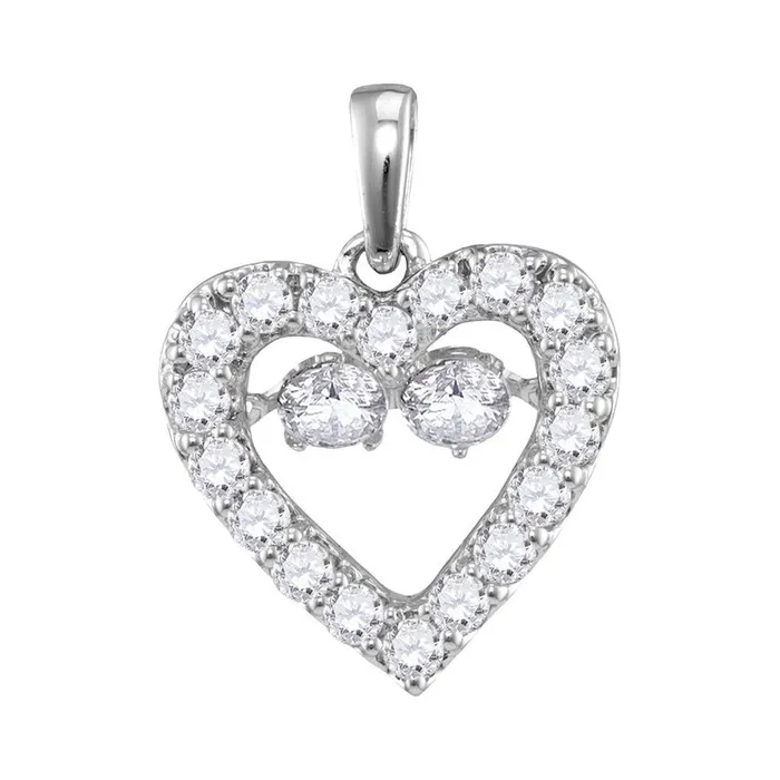 gndatlanta Necklaces 14k White Gold Round Diamond Moving Twinkle Heart Pendant 12 Cttw