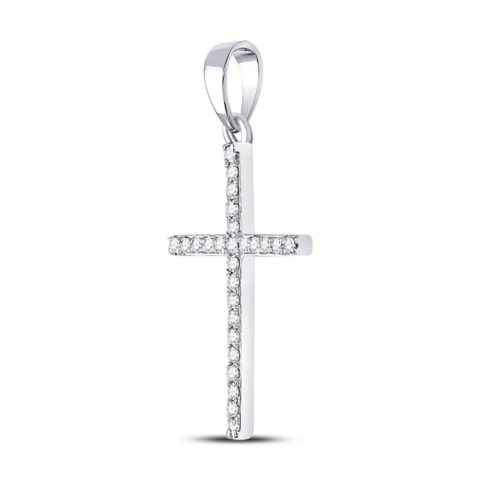 gndatlanta Necklaces 14k White Gold Round Diamond Religious Cross Pendant 16 Cttw gndatlanta Necklaces 14k White Gold Round Diamond Religious Cross Pendant 16 Cttw