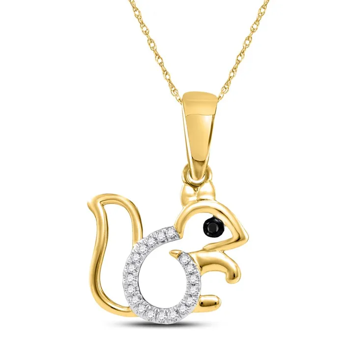gndatlanta Necklaces 14k White Gold Round Diamond Squirrel Critter Pendant 120 Cttw gndatlanta Necklaces 14k White Gold Round Diamond Squirrel Critter Pendant 120 Cttw