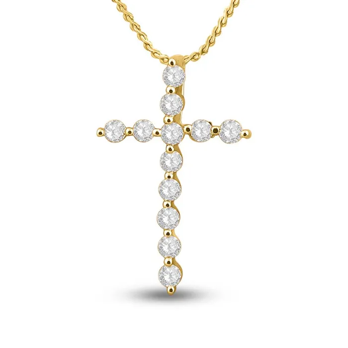 gndatlanta Necklaces 14k Yellow Gold Round Diamond Cross Pendant 12 Cttw gndatlanta Necklaces 14k Yellow Gold Round Diamond Cross Pendant 12 Cttw
