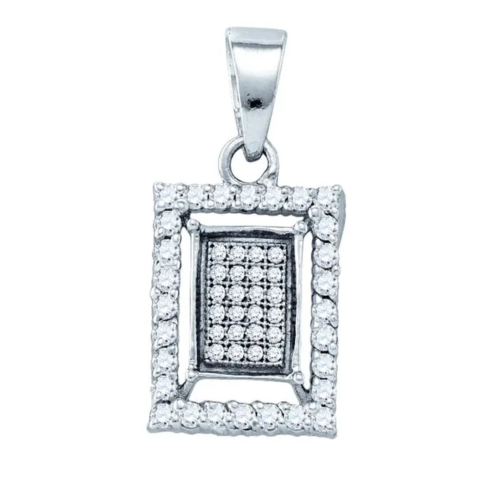 gndatlanta Necklaces Sterling Silver Round Diamond Rectangle Frame Cluster Pendant 38 Cttw gndatlanta Necklaces Sterling Silver Round Diamond Rectangle Frame Cluster Pendant 38 Cttw