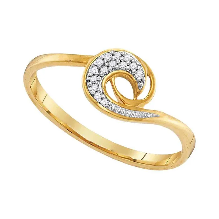 gndatlanta Rings 10k Yellow Gold Round Diamond Curl Fashion Ring 120 Cttw