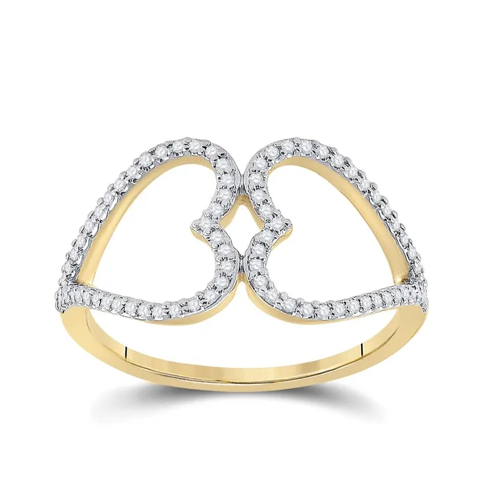 gndatlanta Rings 10k Yellow Gold Round Diamond Negative Space Heart Ring 15 Cttw gndatlanta Rings 10k Yellow Gold Round Diamond Negative Space Heart Ring 15 Cttw