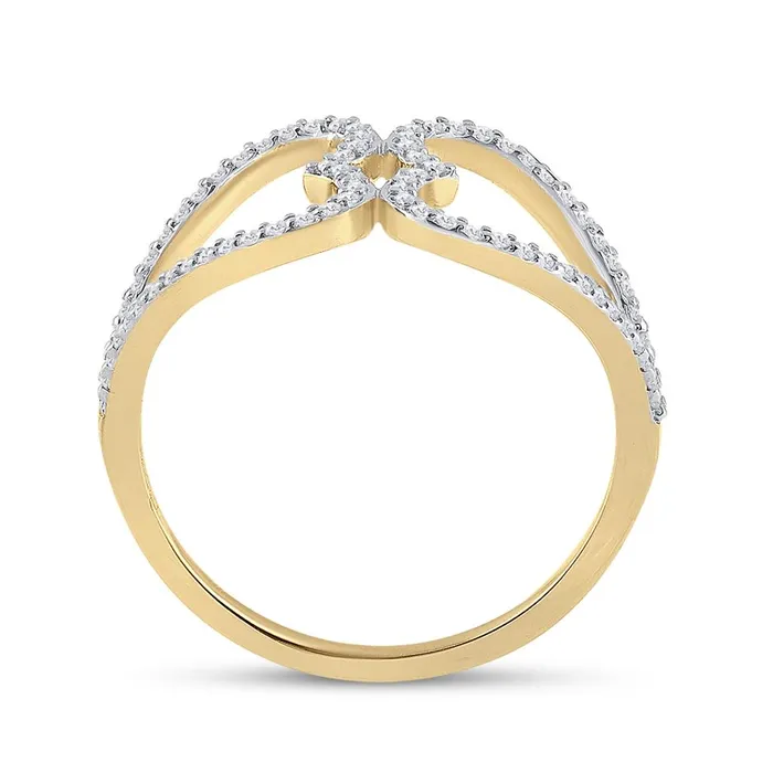 gndatlanta Rings 10k Yellow Gold Round Diamond Negative Space Heart Ring 15 Cttw
