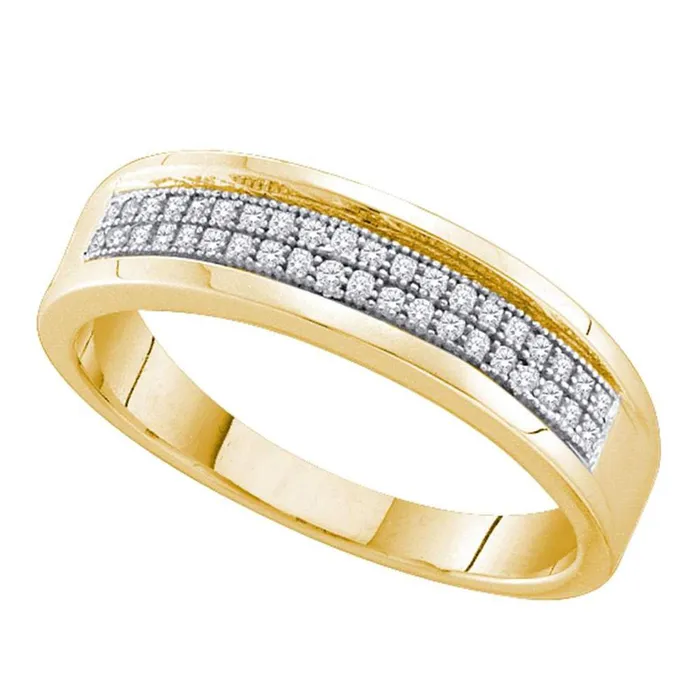 gndatlanta Rings 10k Yellow Gold Round Diamond Pave Band Ring 16 Cttw