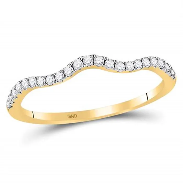 gndatlanta Rings 10kt Yellow Gold Round Diamond Contoured Stackable Band Ring 15 Cttw gndatlanta Rings 10kt Yellow Gold Round Diamond Contoured Stackable Band Ring 15 Cttw