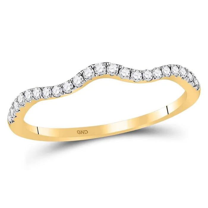 gndatlanta Rings 10kt Yellow Gold Round Diamond Contoured Stackable Band Ring 15 Cttw