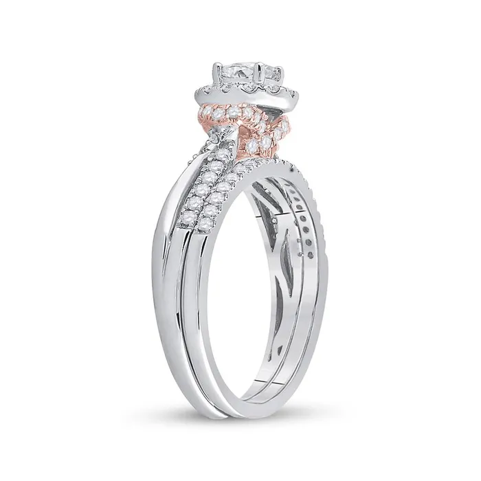 gndatlanta Rings 14k Twotone Gold Oval Diamond Bridal Wedding Ring Set 1 Cttw Certified