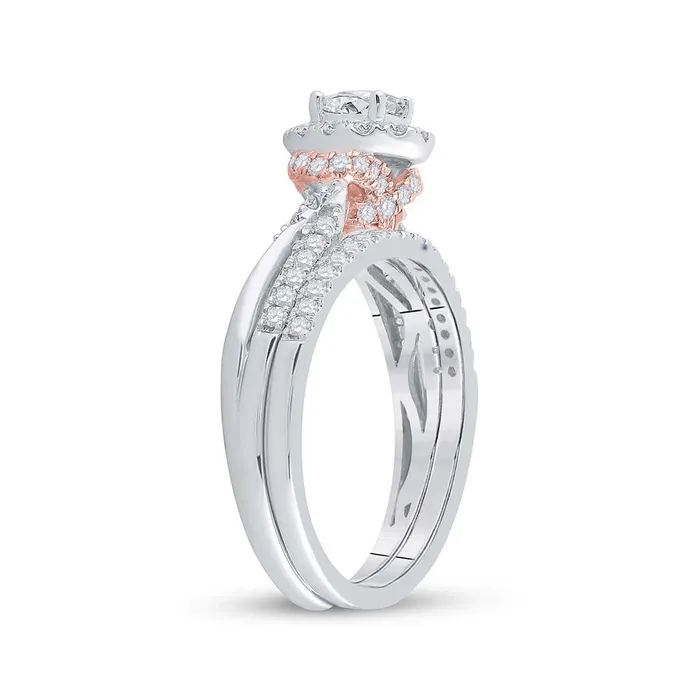 gndatlanta Rings 14k Twotone Gold Oval Diamond Bridal Wedding Ring Set 1 Cttw Certified