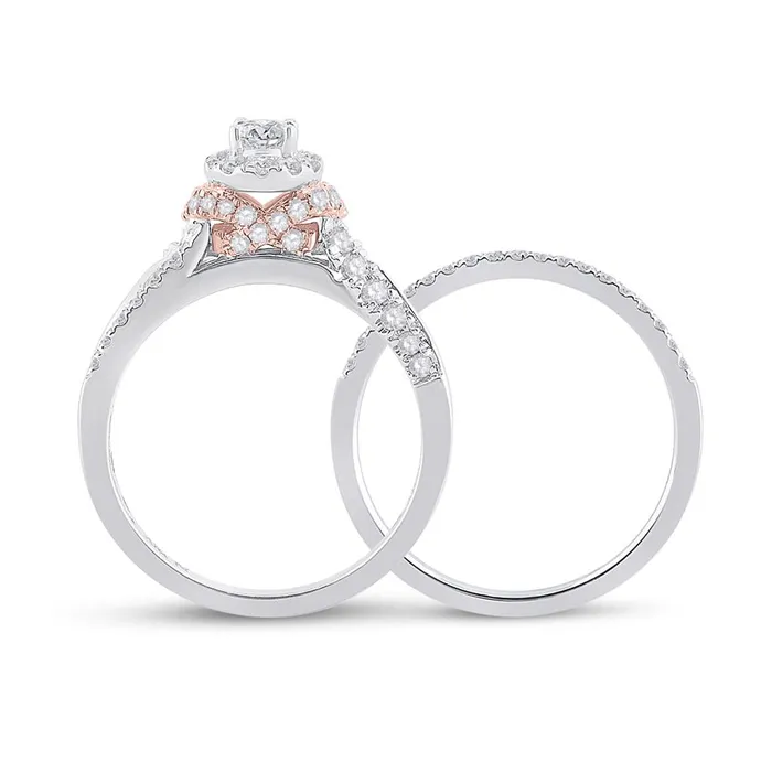gndatlanta Rings 14k Twotone Gold Oval Diamond Bridal Wedding Ring Set 1 Cttw Certified