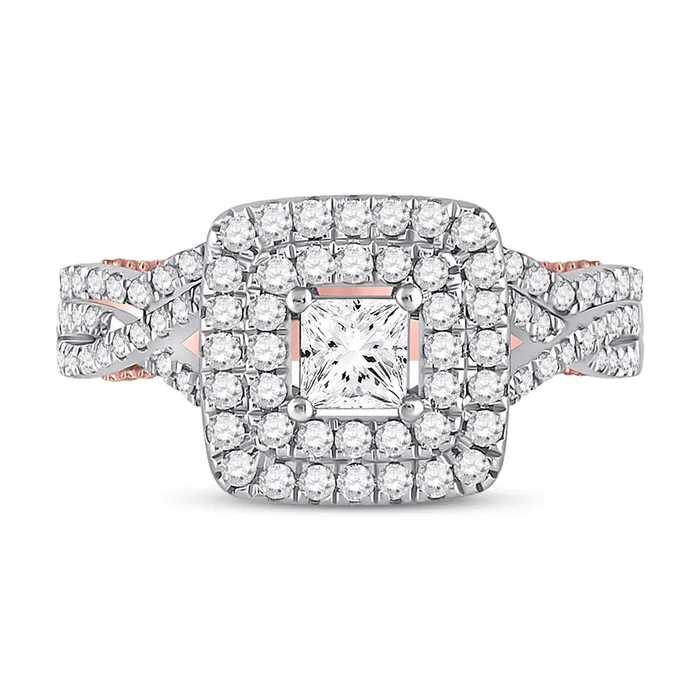 gndatlanta Rings 14k Twotone Gold Princess Diamond Bridal Wedding Ring Set 112 Ctw Certified