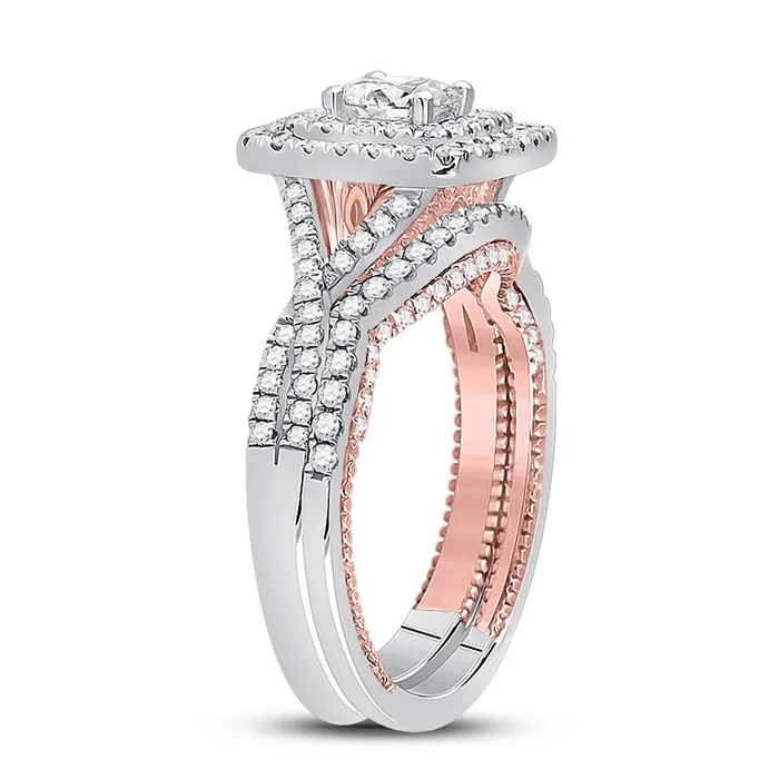 gndatlanta Rings 14k Twotone Gold Princess Diamond Bridal Wedding Ring Set 112 Ctw Certified