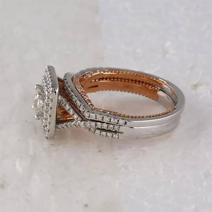 gndatlanta Rings 14k Twotone Gold Princess Diamond Bridal Wedding Ring Set 112 Ctw Certified
