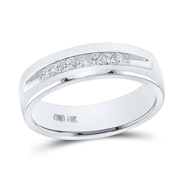 gndatlanta Rings 14k White Gold Princess Diamond Wedding Single Row Band Ring 12 Cttw