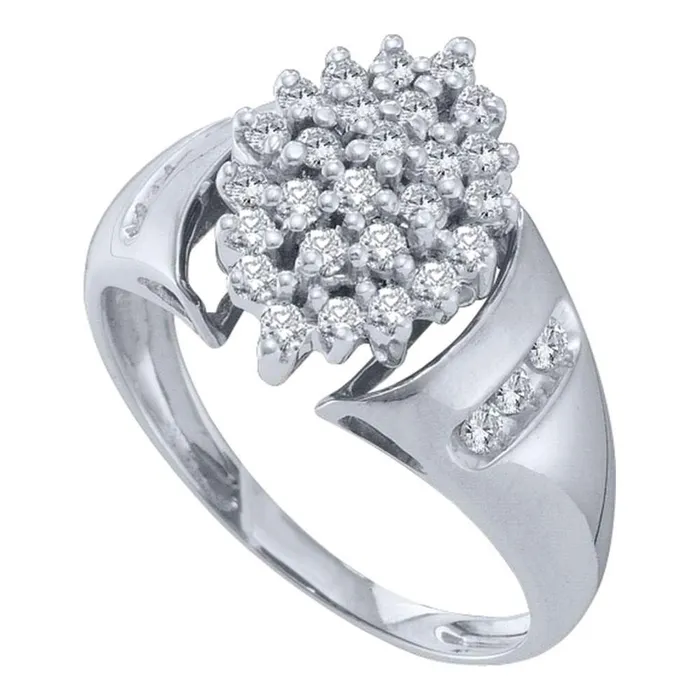 gndatlanta Rings 14k White Gold Round Cluster Diamond Band Ring 12 Cttw