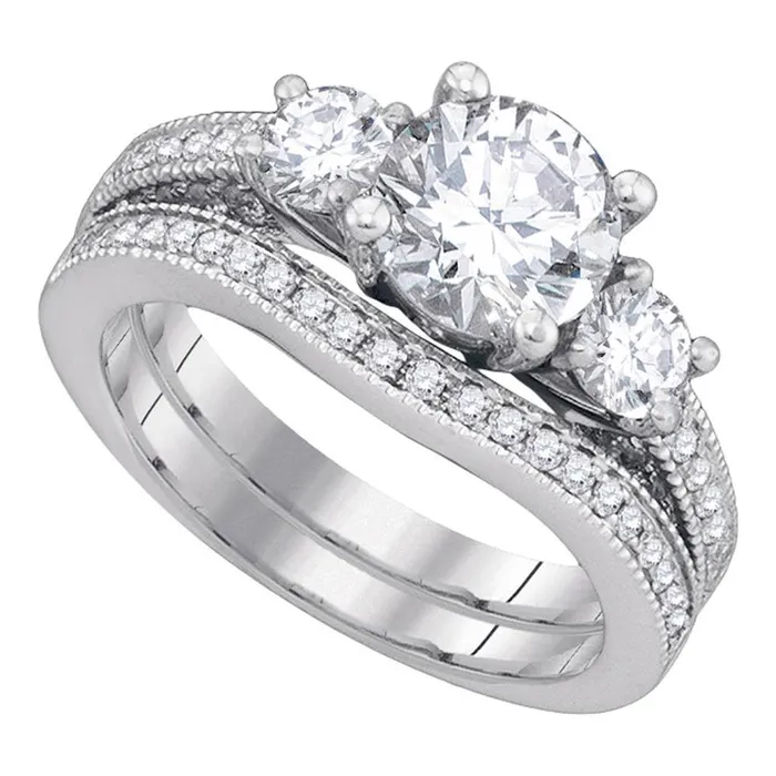 gndatlanta Rings 14k White Gold Round Diamond Bridal Wedding Ring Set 212 Cttw gndatlanta Rings 14k White Gold Round Diamond Bridal Wedding Ring Set 212 Cttw