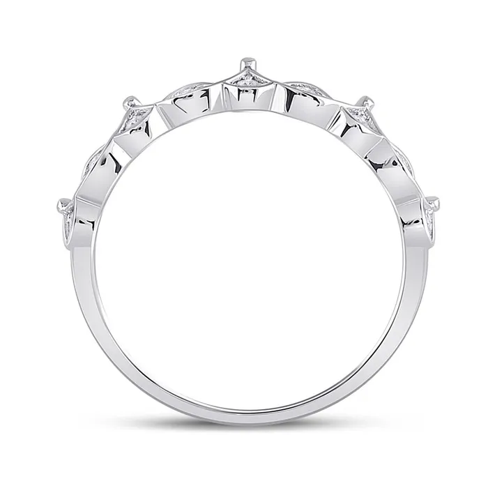 gndatlanta Rings 14k White Gold Round Diamond Crown Stackable Band Ring 15 Cttw