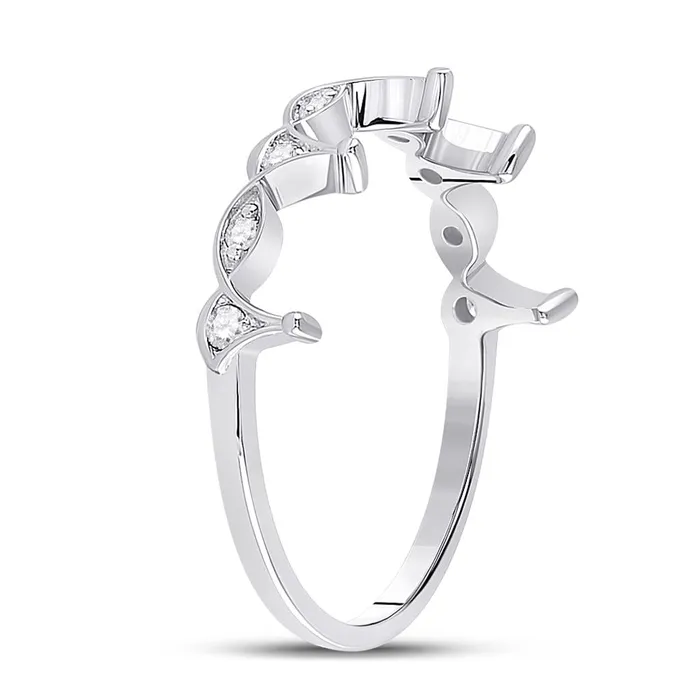gndatlanta Rings 14k White Gold Round Diamond Crown Stackable Band Ring 15 Cttw