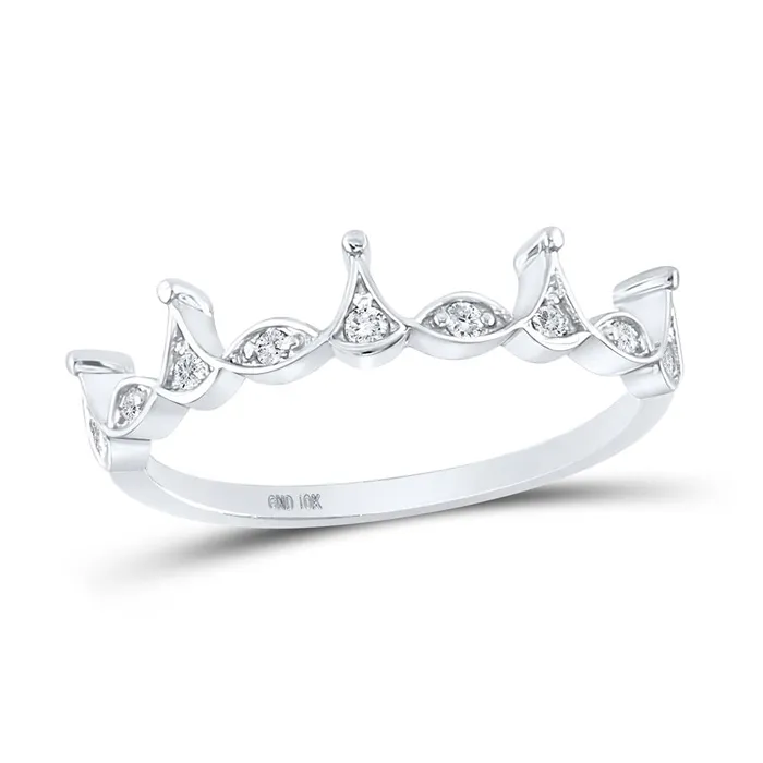 gndatlanta Rings 14k White Gold Round Diamond Crown Stackable Band Ring 15 Cttw