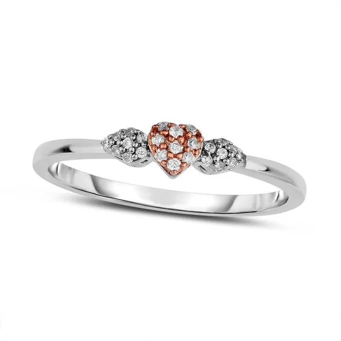 Goldia 010 CT TW Natural Diamond Composite Heart Promise Ring in Solid 10K TwoTone Gold Rings Goldia 010 CT TW Natural Diamond Composite Heart Promise Ring in Solid 10K TwoTone Gold Rings