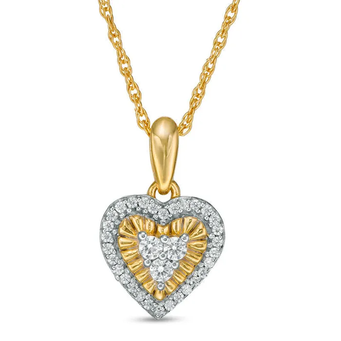 Goldia 017 CT TW Natural Diamond Heart Frame Pendant in 10K Yellow Gold Necklaces Goldia 017 CT TW Natural Diamond Heart Frame Pendant in 10K Yellow Gold Necklaces