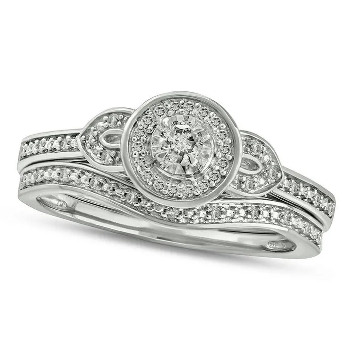 Goldia 020 CT TW Natural Diamond Frame Art Deco Bridal Engagement Ring Set in Sterling Silver Rings Goldia 020 CT TW Natural Diamond Frame Art Deco Bridal Engagement Ring Set in Sterling Silver Rings