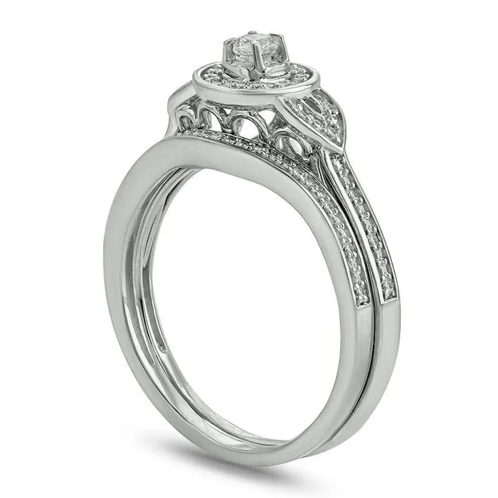 Goldia 020 CT TW Natural Diamond Frame Art Deco Bridal Engagement Ring Set in Sterling Silver Rings Goldia 020 CT TW Natural Diamond Frame Art Deco Bridal Engagement Ring Set in Sterling Silver Rings