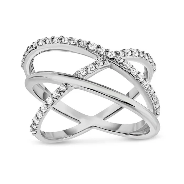 Goldia 038 CT TW Natural Diamond Orbit Ring in Sterling Silver Rings